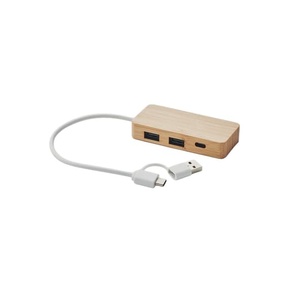 MidOcean Hubbam Bambu USB-hub One Size Trä Wood One Size