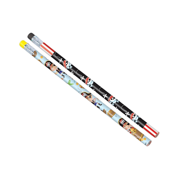 Amscan Piratpenna med suddgummi (2-pack) En storlek Flerfärgad Multicoloured One Size
