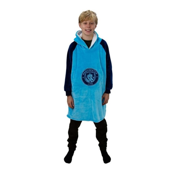 Manchester City FC hoodiefilt för barn/barn fleece One Siz Blue One Size