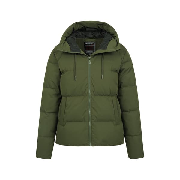 Mountain Warehouse Dam/Damer Cosy Extreme Short Down Jacket Khaki Green 8 UK