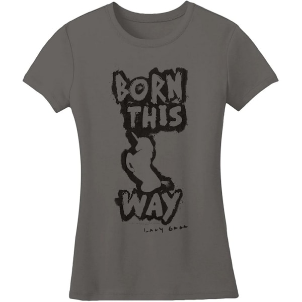 Lady Gaga Dam/Damer Född Så Här T-shirt XXL Grå Grey XXL