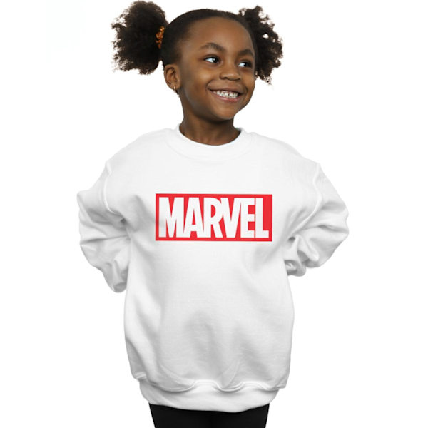 Marvel Comics Girls Classic Logo Sweatshirt 5-6 år Vit White 5-6 Years