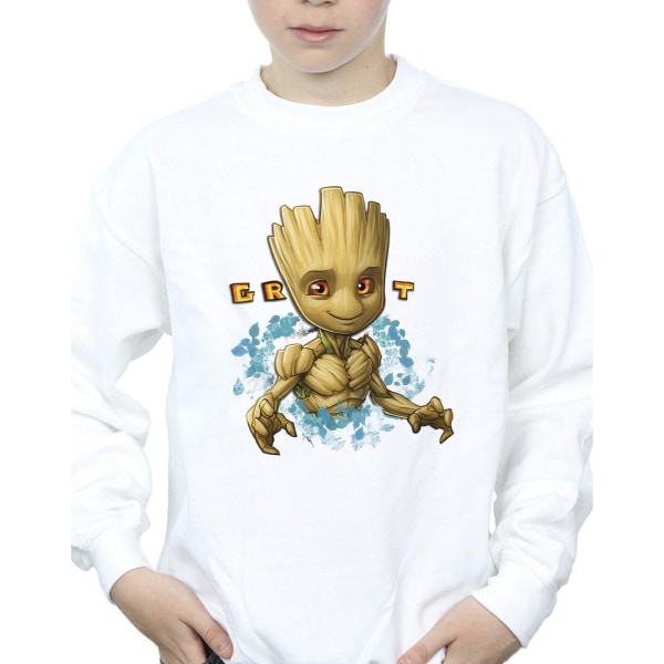 Guardians Of The Galaxy Boys Groot Flowers Sweatshirt 9-11 år White 9-11 Years