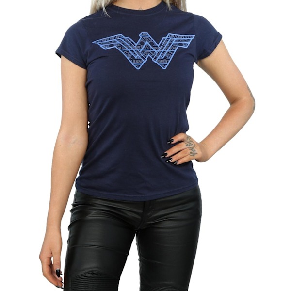 DC Comics Dam/Kvinnor Wonder Woman Mönster Fyll Logotyp Bomull T-shirt Navy Blue XL