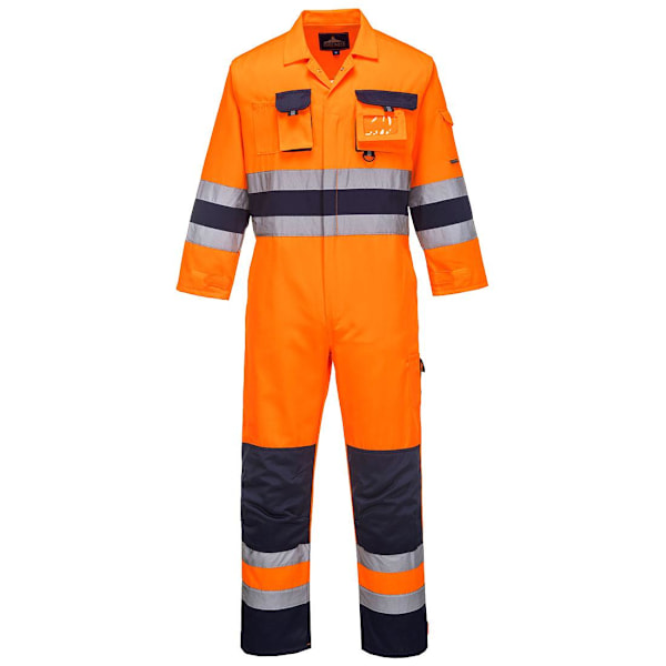 Portwest Herr Nantes Kontrast Hi-Vis Arbetsbyxor S R Orange/N Orange/Navy S R