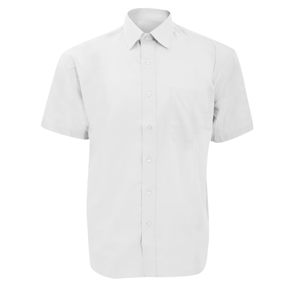 Russell Collection Herr Kortärmad Poly-Cotton Easy Care Poplin White 16