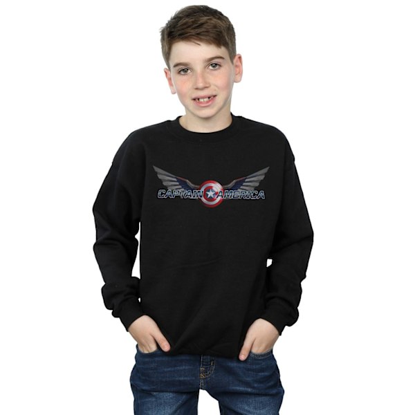 Marvel Boys Falcon And The Winter Soldier Captain America Logo Black 5-6 Years