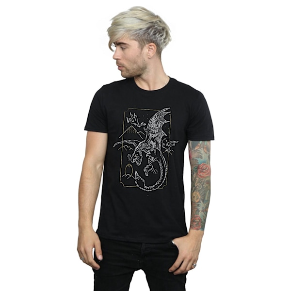 Harry Potter T-shirt med drakmotiv för män, L, svart Black L