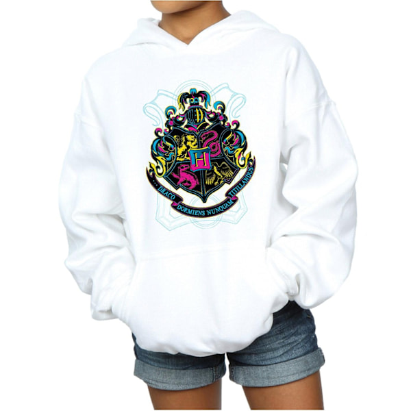 Harry Potter Tjejer Hogwarts Crest Bomullströja 7-8 År Vit White 7-8 Years