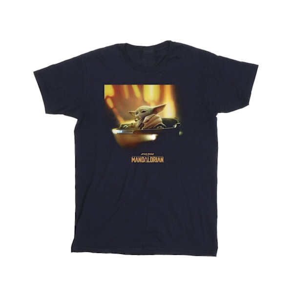 Star Wars Girls The Mandalorian Grogu Målad Bomull T-shirt 3-4 år Marinblå Navy Blue 3-4 Years