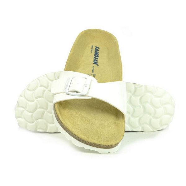 Sanosan Dam/Dam Malaga Lackerade Sandaler 3 UK Vit/Brun White/Brown 3 UK