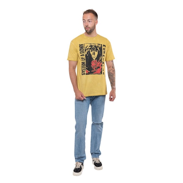 System Of A Down Unisex Adult Reflections Mineral Wash T-Shirt Mustard Yellow L