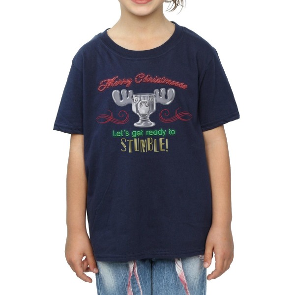 National Lampoon's Christmas Vacation Girls Moose Head Cotton T-shirt Navy Blue 7-8 Years