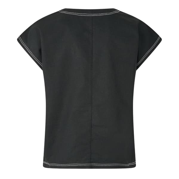 Vero Moda Dam Broderad V-ringad Kortärmad Blus Black 8 UK