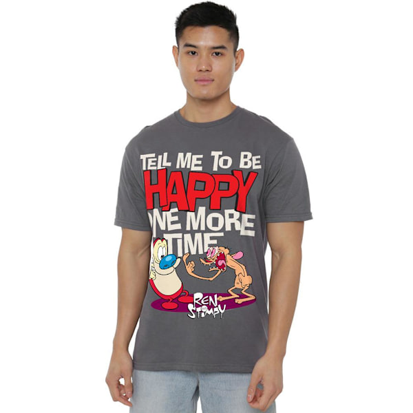 Ren & Stimpy Herr T-Shirt Tell Me To Be Happy 4XL Charcoal Charcoal 4XL