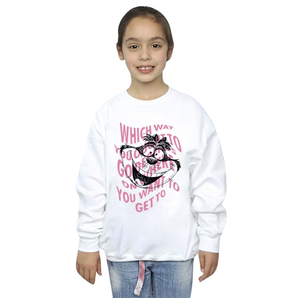 Disney Girls Alice In Wonderland Chesire Cat Sweatshirt 3-4 år White 3-4 Years