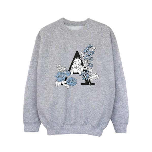 Disney Girls Alice In Wonderland Letter A Sweatshirt 7-8 år Sports Grey 7-8 Years