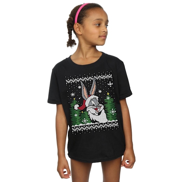 Looney Tunes Girls Bugs Bunny Jul Fair Isle Bomull T-Shir Black 9-11 Years