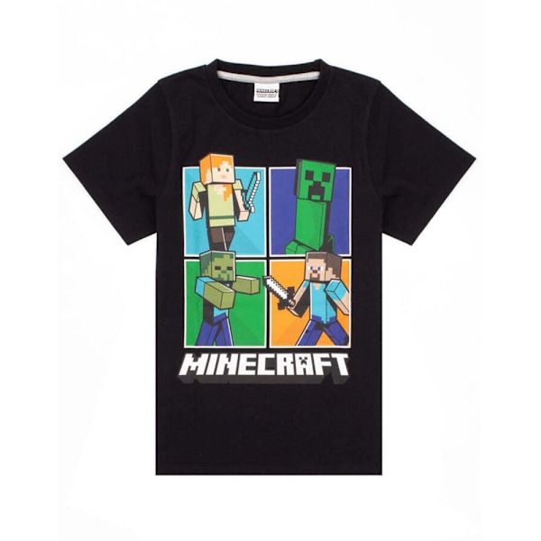 Minecraft Pojkar Kort Pyjamas Set 8-9 År Svart/Heather Grå/Grön Black/Heather Grey/Green 8-9 Years