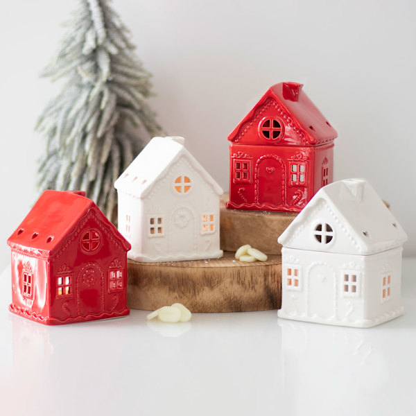 Pepparkakshus Tealight-hållare i en storlek White One Size