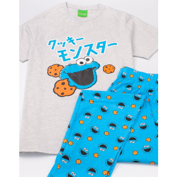 Sesame Street Herr Cookie Monster Pyjamas Set XXL Blå Blue XXL
