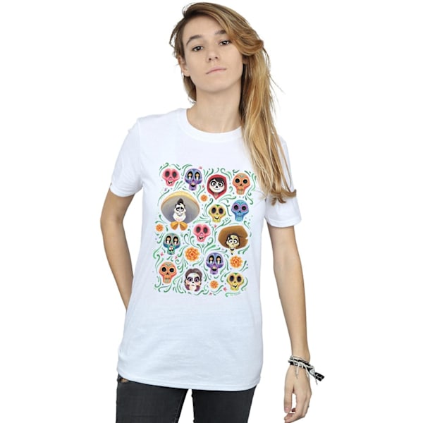 Disney Dam/Kvinnor Coco Huvudmönster Bomull Boyfriend T-Shir White 4XL