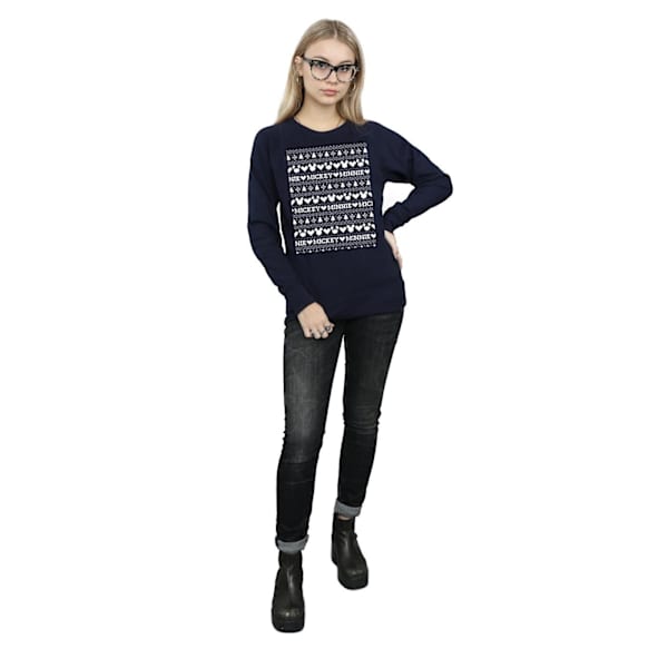 Disney Dam/Damer Mickey Och Minnie Jul Fair Isle Tröja Navy Blue M