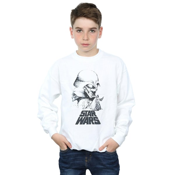 Star Wars Pojkar Darth Vader Skiss Sweatshirt 7-8 År Vit White 7-8 Years