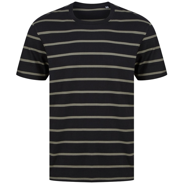 Front Row Unisex randig t-shirt för vuxna XXL svart/khaki Black/Khaki XXL