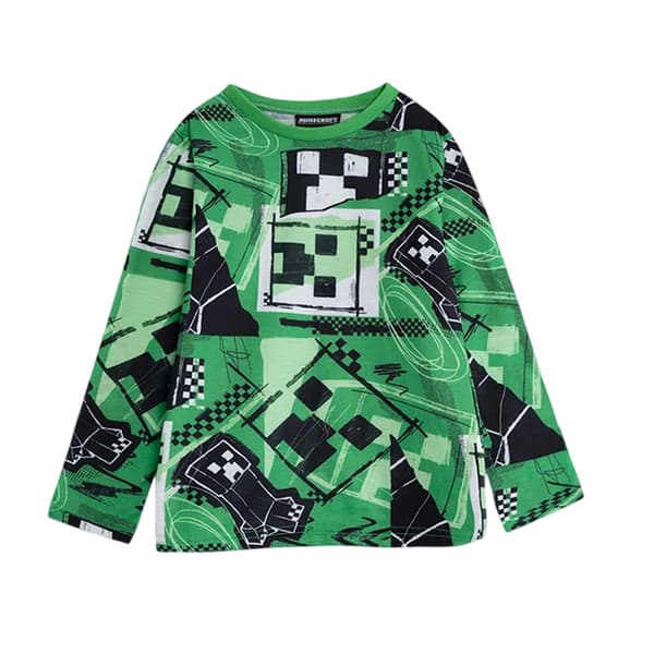 Minecraft Pojkar Creeper Långärmad Lång Pyjamas Set (3-pack) Green 7-8 Years