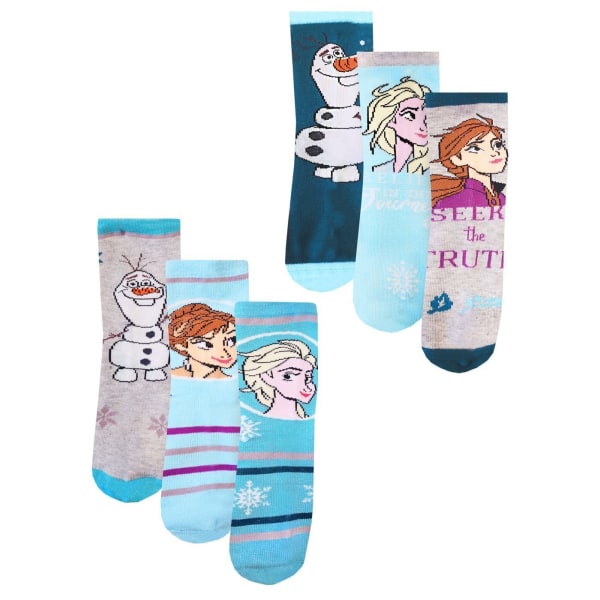 Frozen Girls Character Socks (Pack om 6) 6 UK Child-8.5 UK Chil Multicoloured 6 UK Child-8.5 UK Child