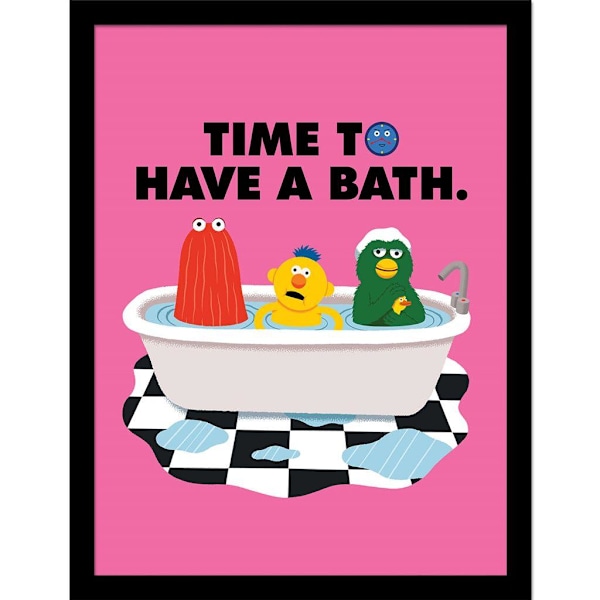 Don´t Hug Me I´m Scared Time To Have Bath Inramad Poster 40cm x Pink/Black 40cm x 30cm