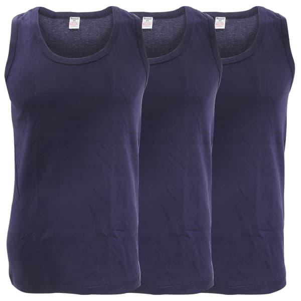 FLOSO Herr Interlock Linne (3-pack) Stor Marinblå Navy Large
