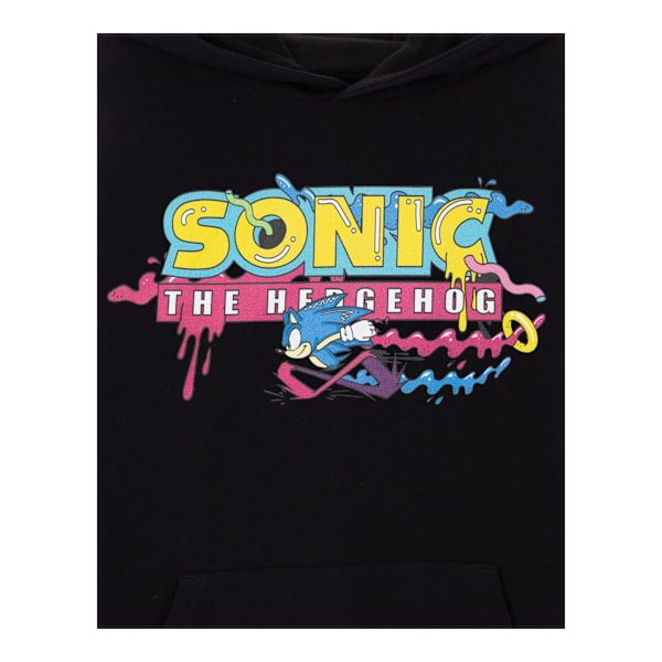 Sonic The Hedgehog Psykedelisk Logotyp Hoodie XL Svart Black XL