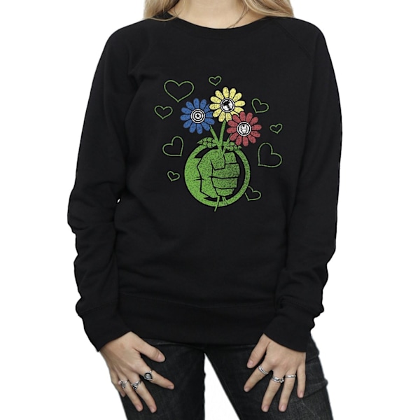 Marvel Womens/Ladies Hulk Flower Fist Sweatshirt S Svart Black S