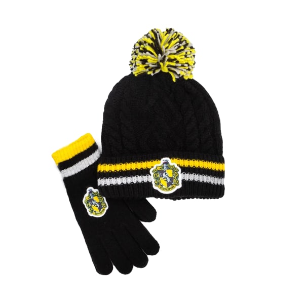 Harry Potter Unisex Vuxen Hufflepuff Beanie & Gloves Set One Si Black/Yellow/White One Size