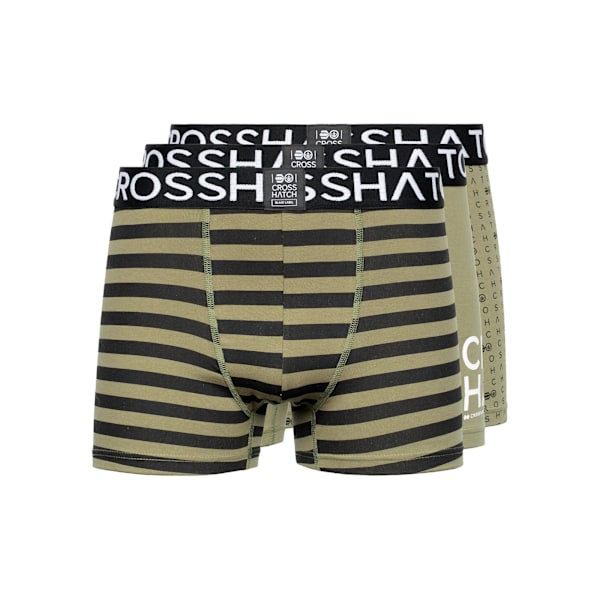 Crosshatch Herr Gridline Boxer Shorts (3-pack) M Grön Green M