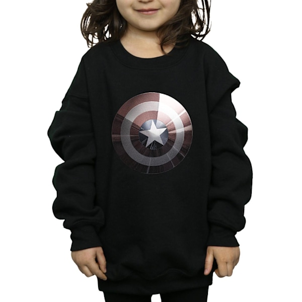 Marvel Girls Captain America Shield Shiny Sweatshirt 5-6 år Black 5-6 Years