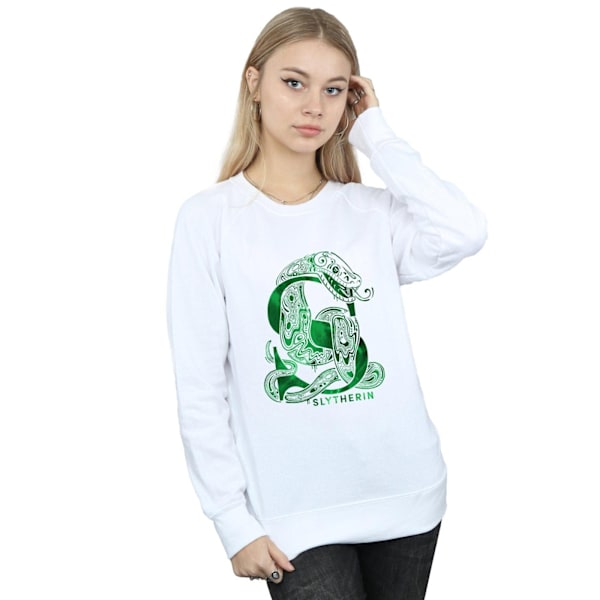 Harry Potter Dam/Kvinnor Slytherin Orm Sweatshirt M Vit White M