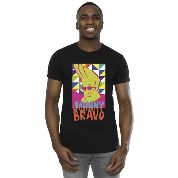 Johnny Bravo Herr Multi Triangles Pop Art T-Shirt M Svart Black M
