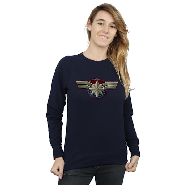 Marvel Dam/Kvinnor Captain Marvel Bröst Emblem Sweatshirt M N Navy Blue M