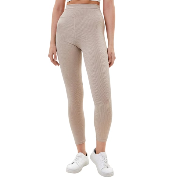 Lookus Dam/Kvinnor Zelal Ribbade Leggings L Tan Tan L