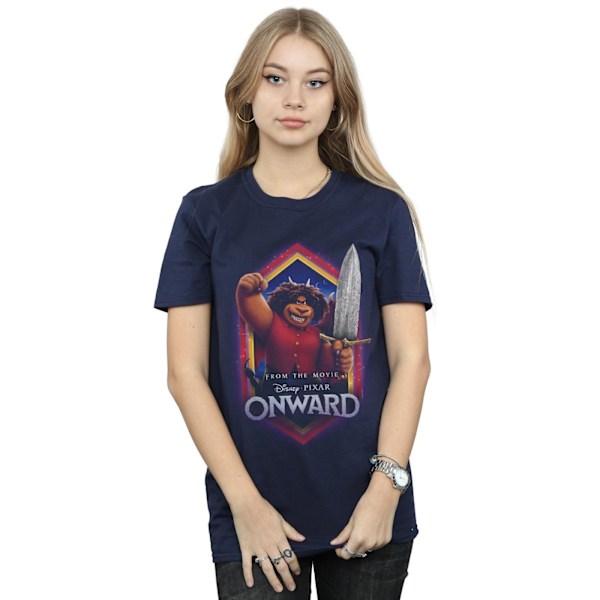 Disney Dam/Damer Onward Corey Manticore Crest Bomull Boyfriend T-Shirt XL Marinblå Navy Blue XL