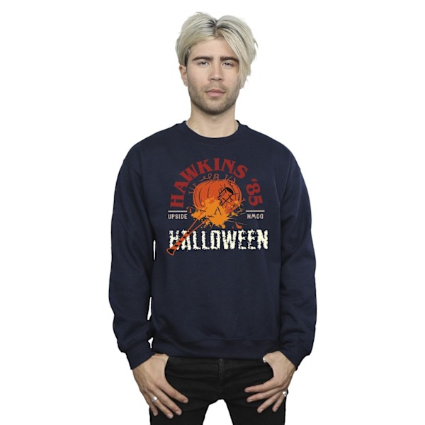 Netflix Mens Stranger Things Hawkins Halloween Sweatshirt S Marinblå Navy Blue S