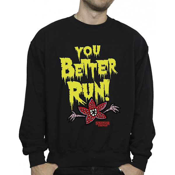 Netflix Mens Stranger Things You Better Run Sweatshirt S Svart Black S