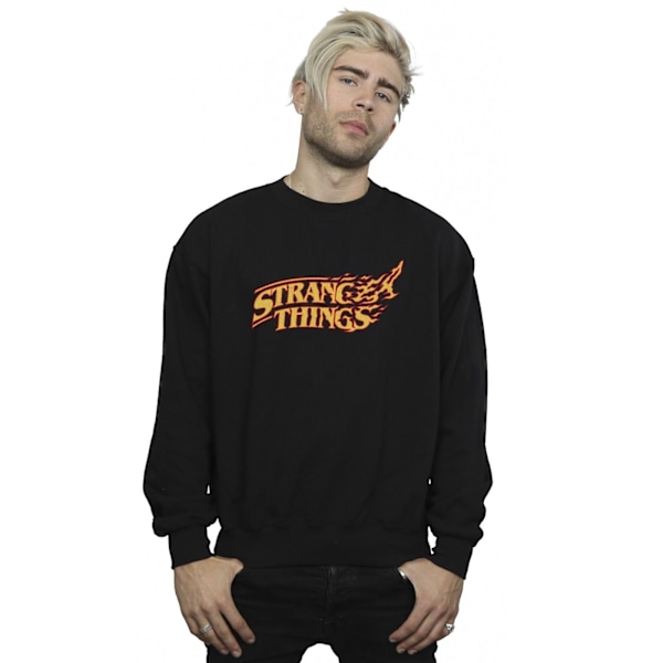 Netflix Herr Stranger Things Logotyp Breaking Sweatshirt 4XL Svart Black 4XL