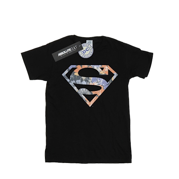 DC Comics Dam/Kvinnor Superman Blommig Logotyp 2 Bomull Pojkvän Black M