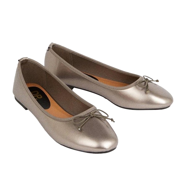 Dorothy Perkins Dam/Dam Phoebe Bow Flat Ballet Shoes 5 UK Silver 5 UK