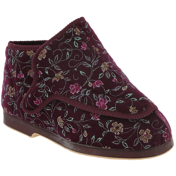 GBS Rhona Dam Extra Wide Fit Toffel / Damtofflor 4 UK Wine 4 UK