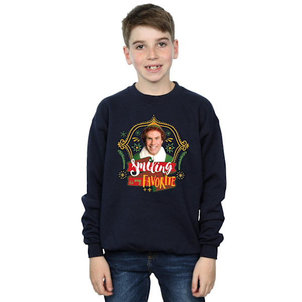 Elf Boys Buddy Smiling Sweatshirt 7-8 år Marinblå Navy Blue 7-8 Years